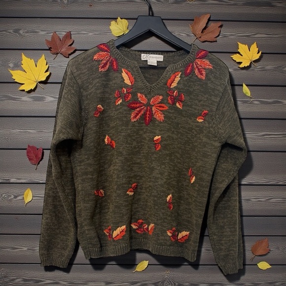 Dress Barn Sweaters - DRESS BARN FALL LEAF SWEATER SIZE LARGE